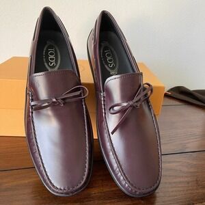 Tod's Italy Maroon Red Leather Driver Loafer shoe, XXM15C0CN50LYGR807, sz 10.5
